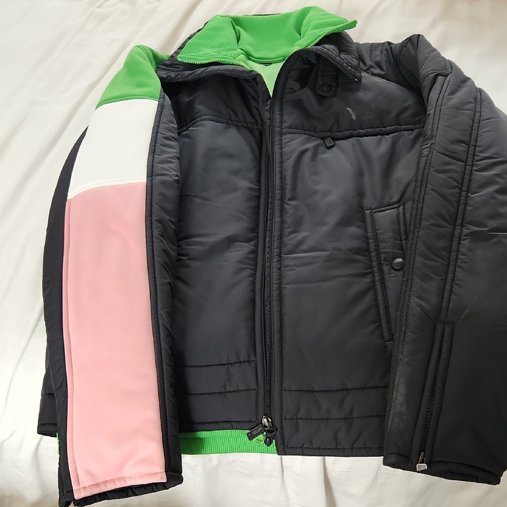 Black and Green Ski Jacket with Separate L/W Green  Inner Jacket
